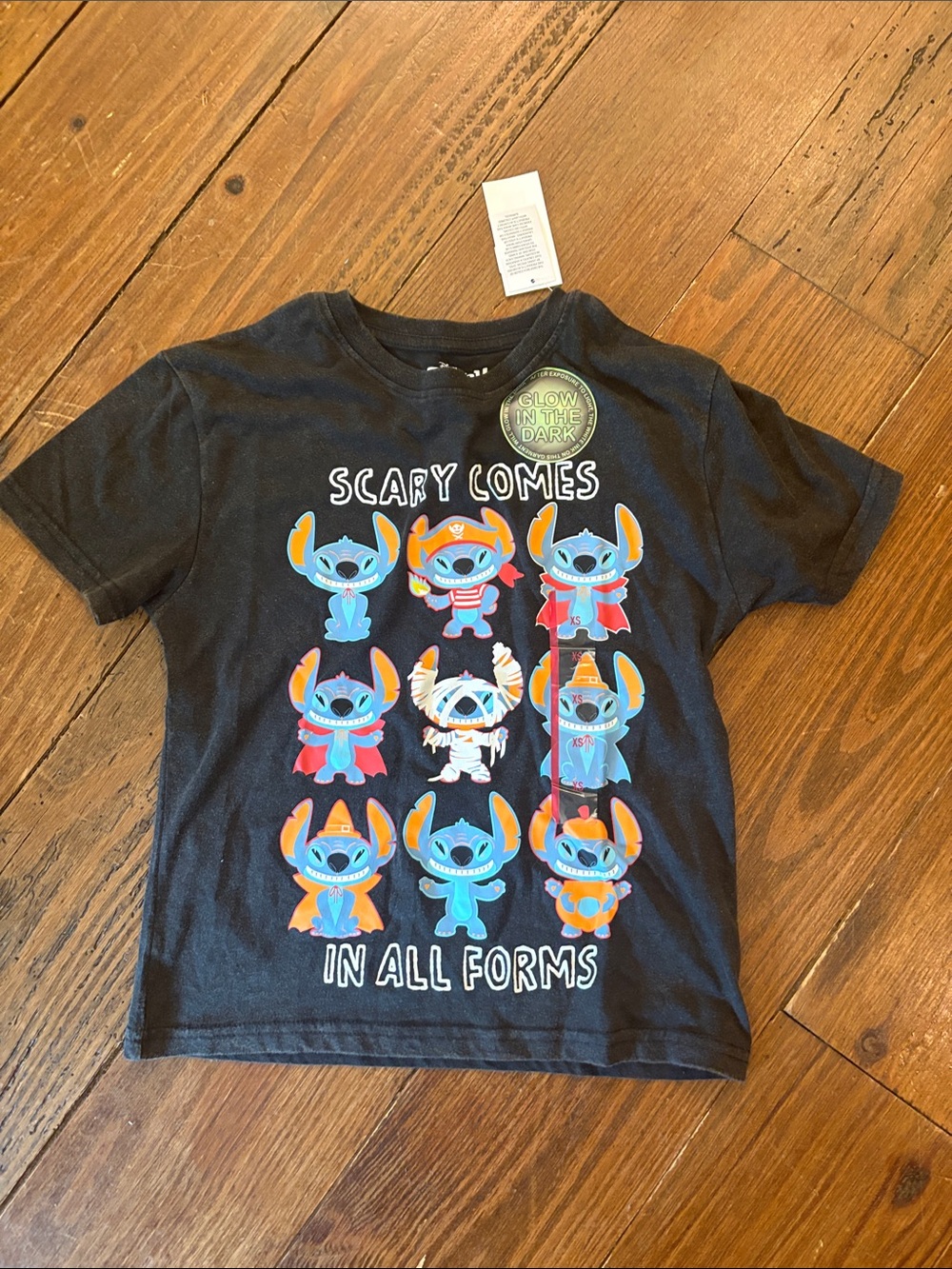Disney Black Glow-in-the-Dark Stitch 'Scary Comes in All Forms' Tee - Picture 1 of 7